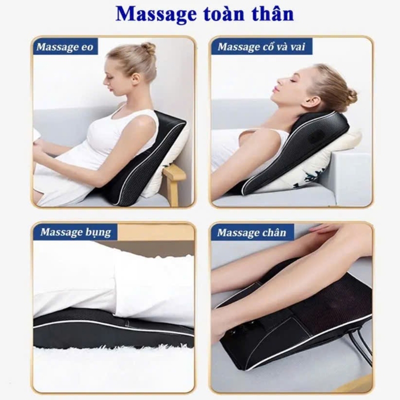 Gối massage cổ vai gáy, gối massage hồng ngoại 20 bi cao cấp hỗ trợ mát xa toàn thân