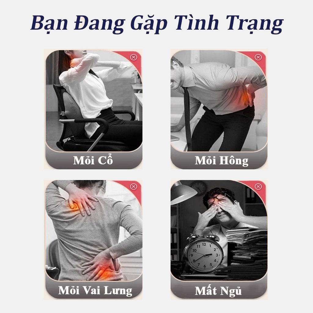 Gối massage cổ vai gáy, gối massage hồng ngoại 20 bi cao cấp hỗ trợ mát xa toàn thân