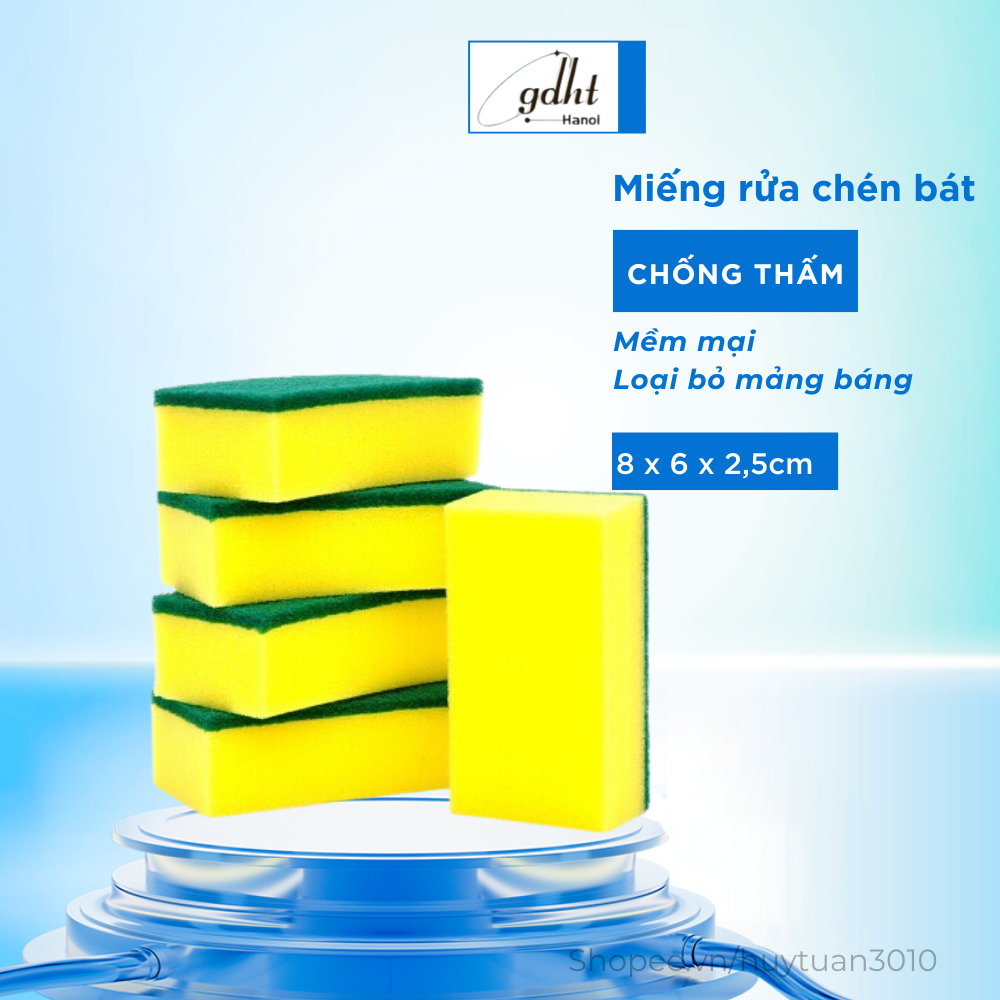 Combo 5 miếng bọt biển rửa bát rửa chén đa năng, 2 mặt tạo bọt