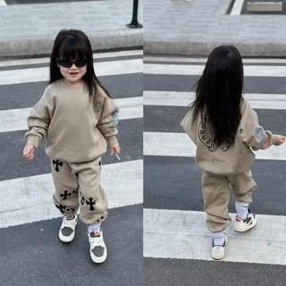 Bộ quần áo nỉ cổ tròn cho bé trai,bé gái hình chôm hít in phối tay, bộ nỉ sweater thu đông trẻ em,TPKIDS,[M867]