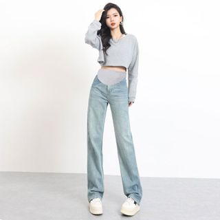  Quần Jean Bầu Larosa Thời Trang Gen Z 2025 Đáp Bụng Mềm Nhẹ Thoải Mái Chuẩn Form LA192Q 