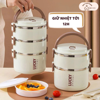  Hộp Đựng Cơm Giữ Nhiệt Lucky Inox 304 Cặp lồng Giữ Nhiệt lâu cà men đồ đựng cơm văn phòng BEST- HC03 