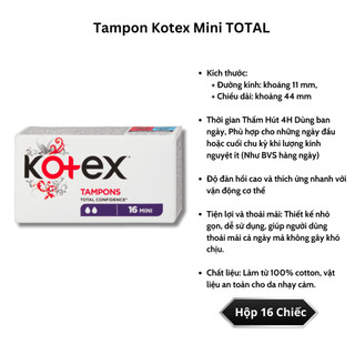 Băng Vệ Sinh Tampon Kotex Nhỏ Gọn Tiện Lợi Không Bị Lộ, Khô Thoáng, Ngày Đèn Đỏ Đi Bơi, Đi Biển