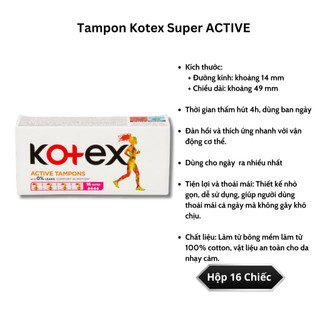 Băng Vệ Sinh Tampon Kotex Nhỏ Gọn Tiện Lợi Không Bị Lộ, Khô Thoáng, Ngày Đèn Đỏ Đi Bơi, Đi Biển