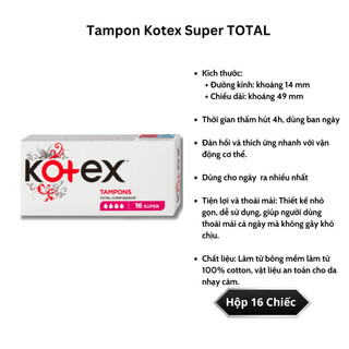 Băng Vệ Sinh Tampon Kotex Nhỏ Gọn Tiện Lợi Không Bị Lộ, Khô Thoáng, Ngày Đèn Đỏ Đi Bơi, Đi Biển