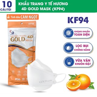 Khẩu trang mùi thơm Cam Ngọt loại 4D Gold Mask - Túi 10 chiếc khẩu trang KF94 mùi hường nhẹ nhàng