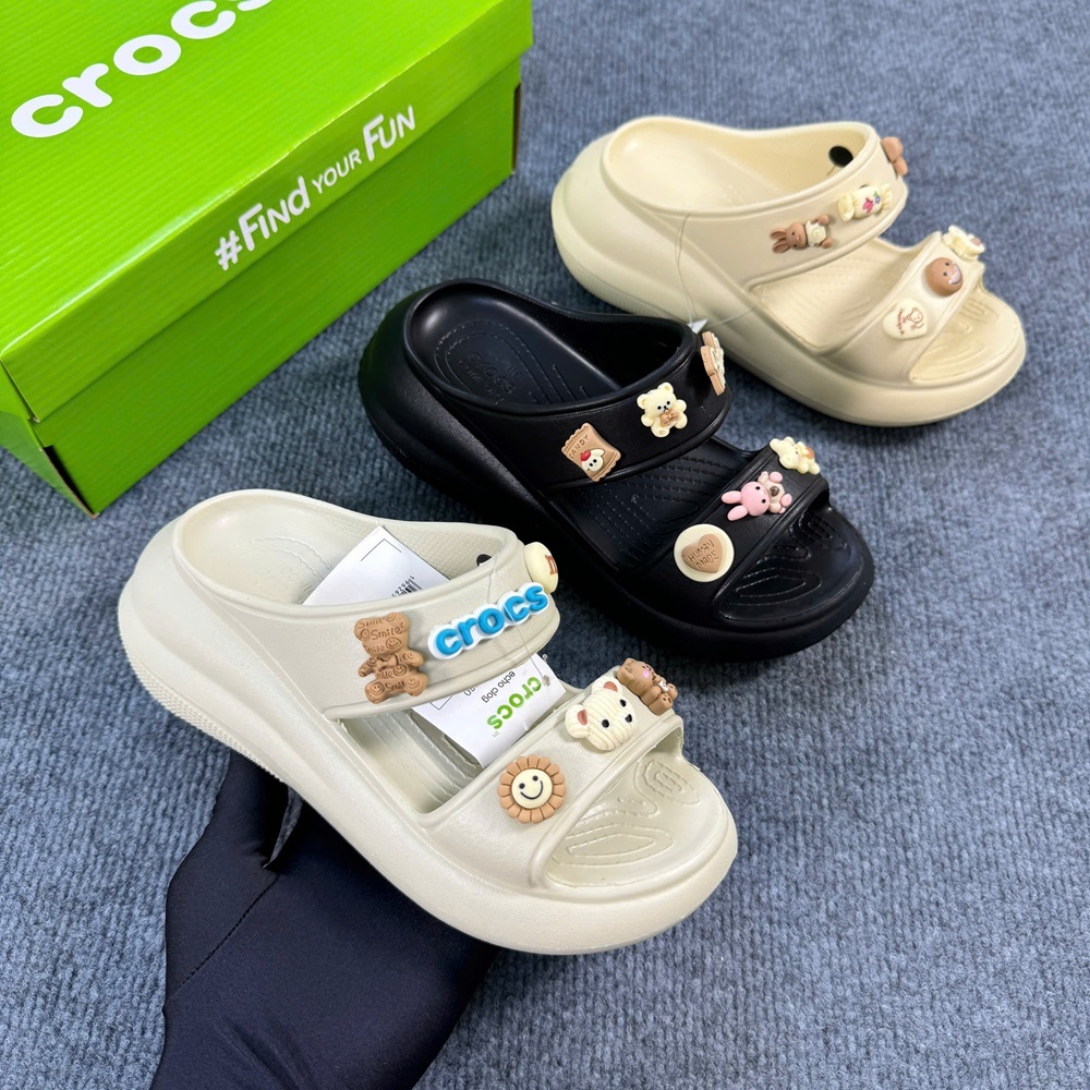 Dép Xăng Đan Nữ Crocs Classic Crush Đế Cao 7cm Tặng 12 Sticker Hàng Loại 1 Full Box TinTIn