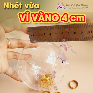 Heo thủy tinh đựng vừa vỉ vàng p.n.j dài 4cm ống heo đựng nhẫn vàng size 1