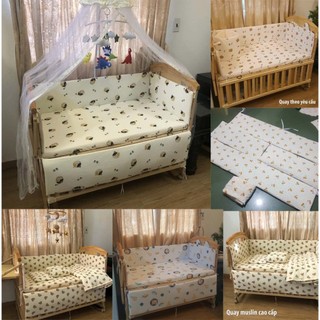 Quây và ga cho cũi có đủ size - Quây Ga bọc nệm cũi, ga trải giường cho bé hàng cao cấp style Hàn Quốc chất liệu mềm mịn