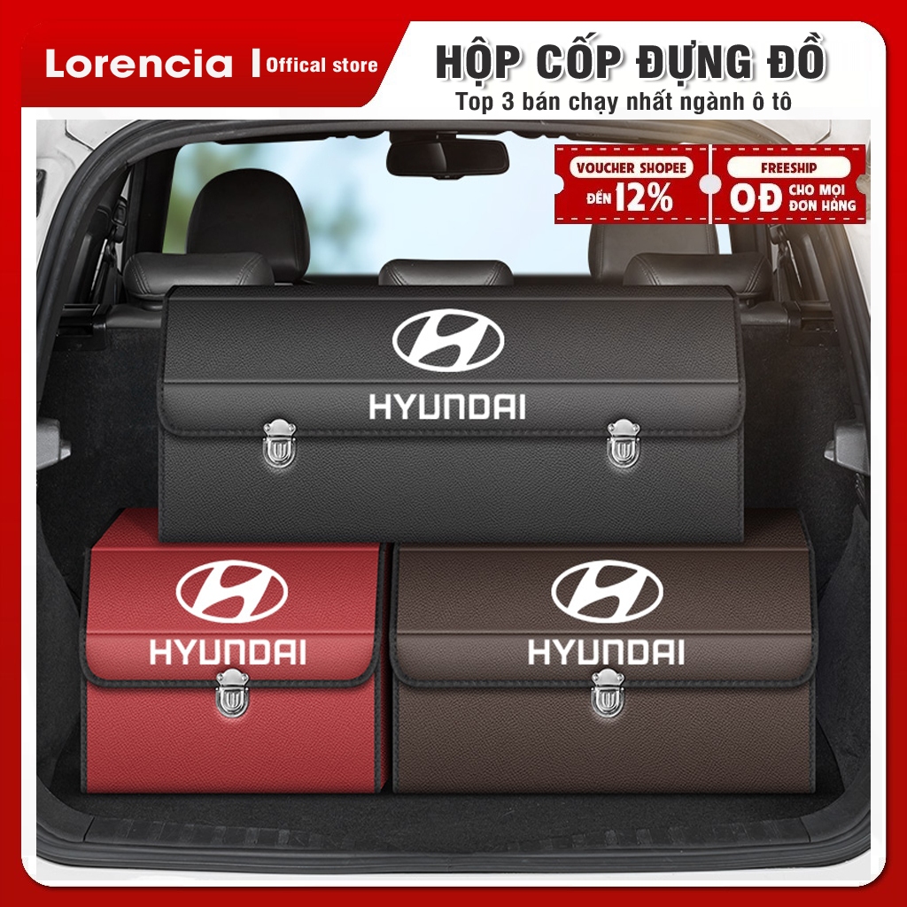 Thùng Đựng Đồ Ô Tô Da Cao Cấp Có Logo Theo Hãng Xe, Hộp Đựng Đồ Để Cốp Ô Tô Có Thể Gấp Gọn, Có Khóa Chắc Chắn Lorencia