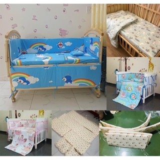 Quây và ga cho cũi có đủ size - Quây Ga bọc nệm cũi, ga trải giường cho bé hàng cao cấp style Hàn Quốc chất liệu mềm mịn