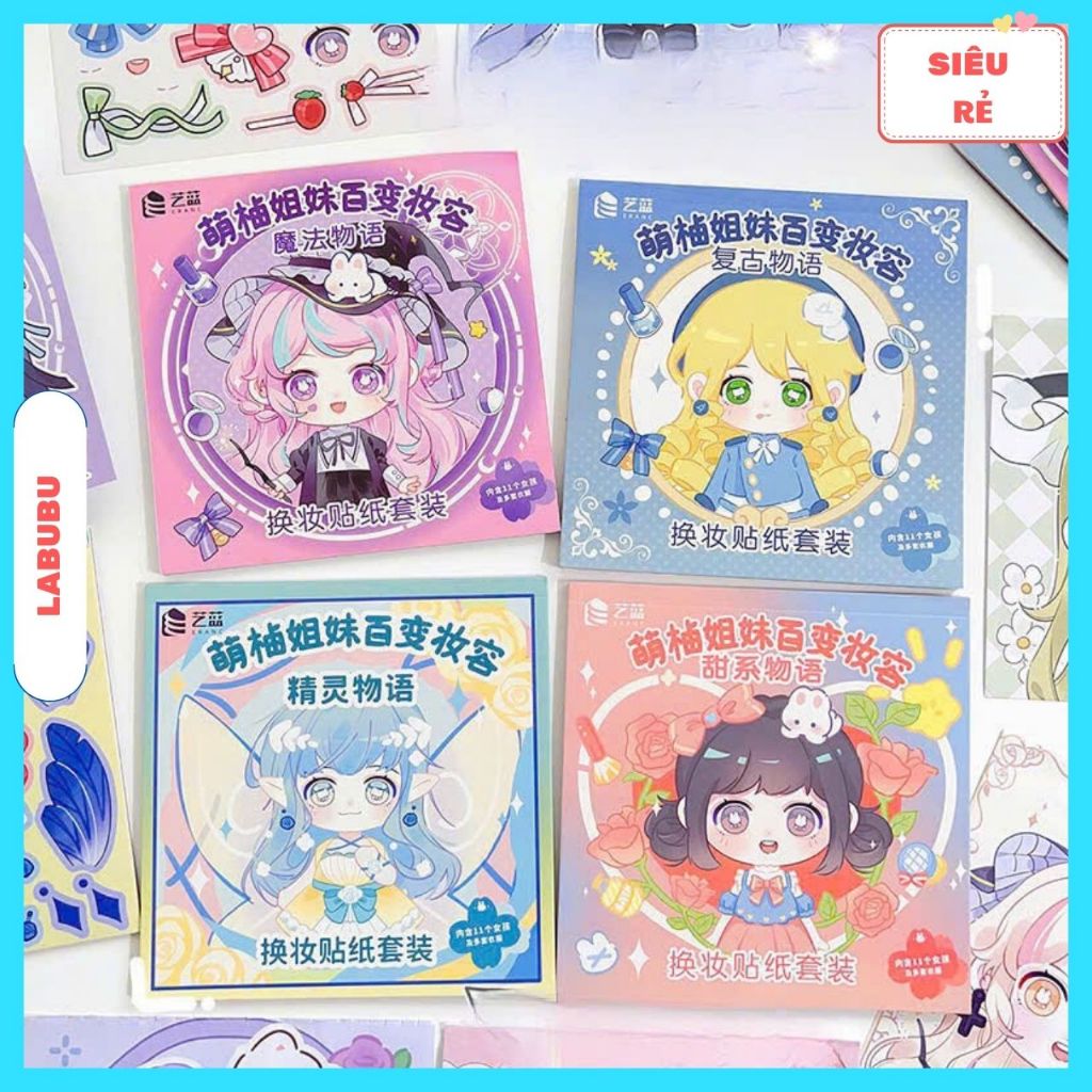 Đồ chơi hình dán sticker trang điểm công chúa cho bé gái, sổ dán sticker công chúa đáng yêu