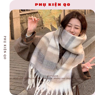  Khăn quàng cổ,khăn choàng mùa đông dạ kẻ phong cách Vintage K62C 