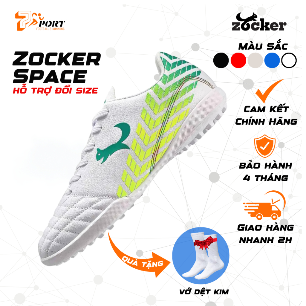 [CHÍNH HÃNG - HỎA TỐC]Giày Đá Bóng Zocker ZTF SPACE 2001 WHITE-CÓ QUÀ TẶNG KÈM-7Sport.vn