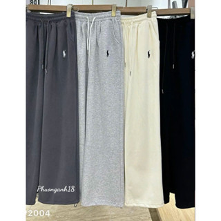  Quần ống suông quần ống rộng chất liệu nỉ loại 1 dày dặn mềm mịn mặc được 2 kiểu lưng chun co giãn thêu hình gấu 