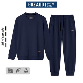 Bộ Thể Thao Nam Chất Nỉ GUZADO Áo Phối Quần Cạp Chun Co Giãn,Mềm Mại,Giữ Nhiệt Siêu Tốt GBN01