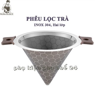 Vợt Lọc Trà Hình Nón Chất Liệu Inox 2 Lớp - Phễu Inox Lọc Trà