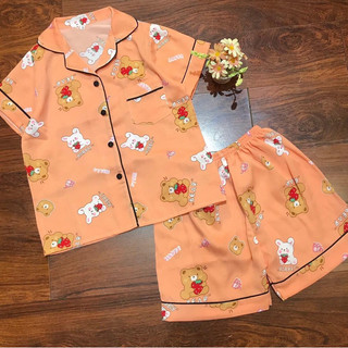 (15-45kg)bộ pijama lụa mango tay cộc bé trai , bé gái