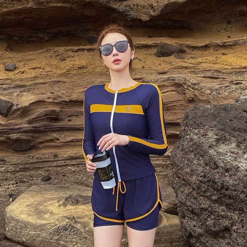 BiKiNi, Đồ Bơi đi biển 2 mảnh quần đùi 2 lớp áo tay dài dáng thể thao năng động kín đáo HÀ BiKiNi [ BKN 016 ] | BigBuy360 - bigbuy360.vn