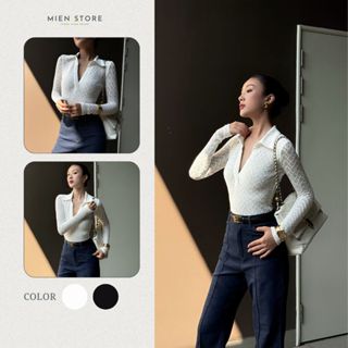 Áo thun nữ ren ôm body tay dài Mia MIEN STORE Women Top