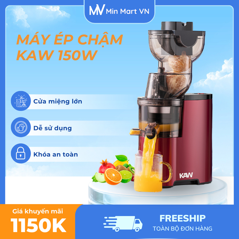 Máy Ép Chậm Công Nghiệp KAW  Ép Hoa Quả Trái Cây Giữ Trọn Dinh Dưỡng, Dễ Vệ Sinh Công Suất Lớn