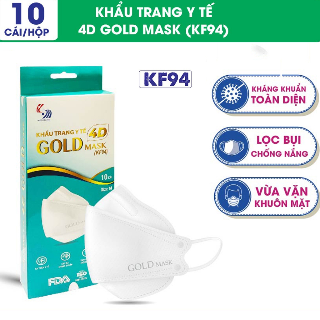 Khẩu trang Trường Dương 4D Gold Mask Hộp 10 cái - Khẩu trang 4D KP94 thời trang