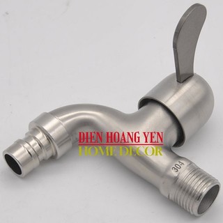 Vòi Hồ Inox Sus 304 Cao Cấp REN 21mm TAY GẠT