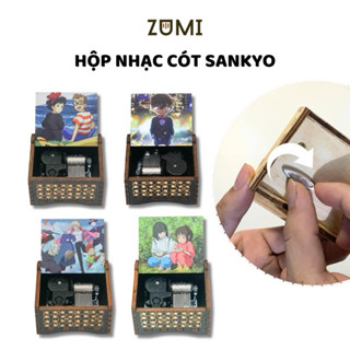 Hộp nhạc Sankyo mini gỗ vặn cót tự động cao cấp in hình quà tặng sinh nhật để bàn trang trí nhiều bài hát hay Zumishop
