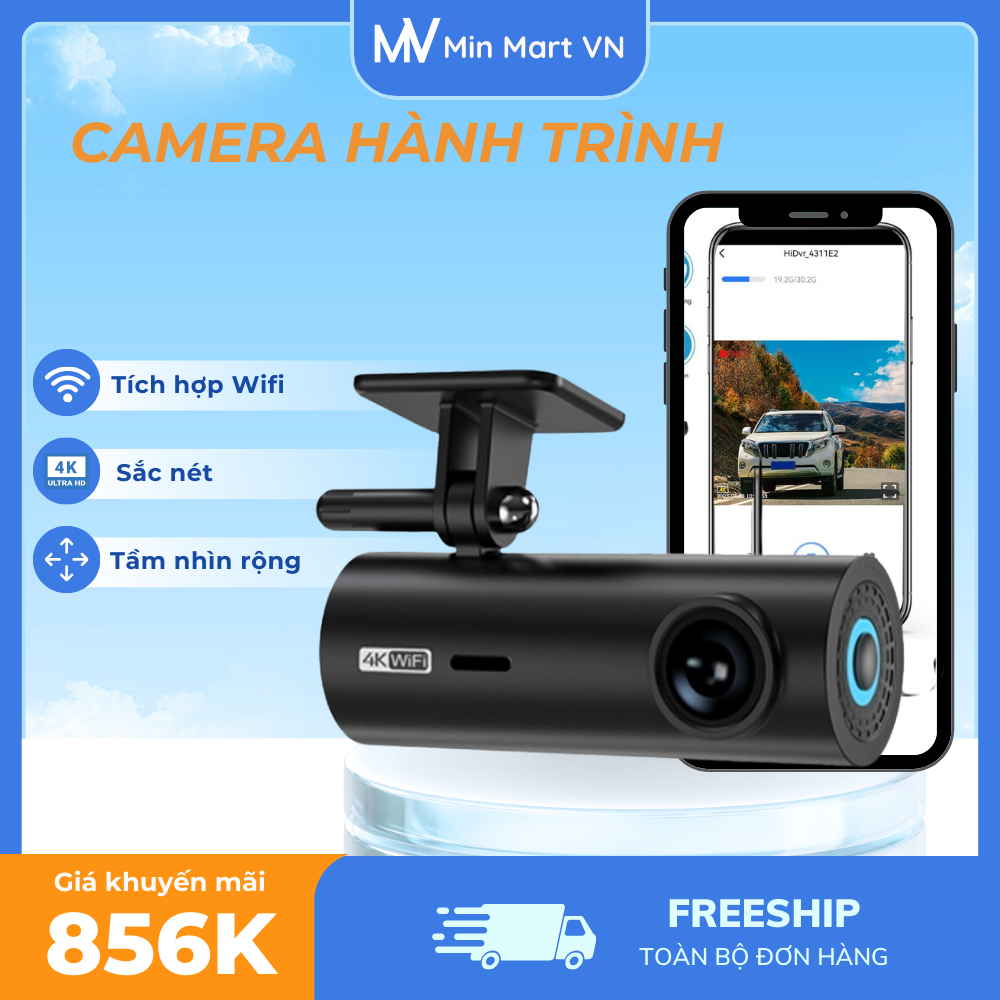 Camera Hành Trình KAW 4K WiFi Không Màn Hình 2160P HD Góc Rộng Siêu Nét Ghi Lại Mọi Khoảng Khắc