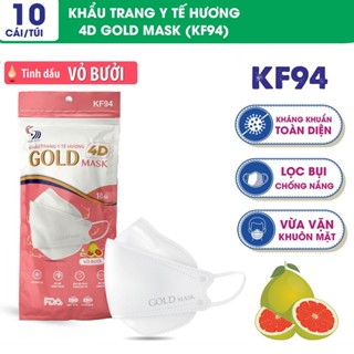 Khẩu Trang Hương Vỏ Bưởi 4D Gold Mask Túi 10 cái - Khẩu Trang Hương Thơm Sảng Khoái | Trường Dương