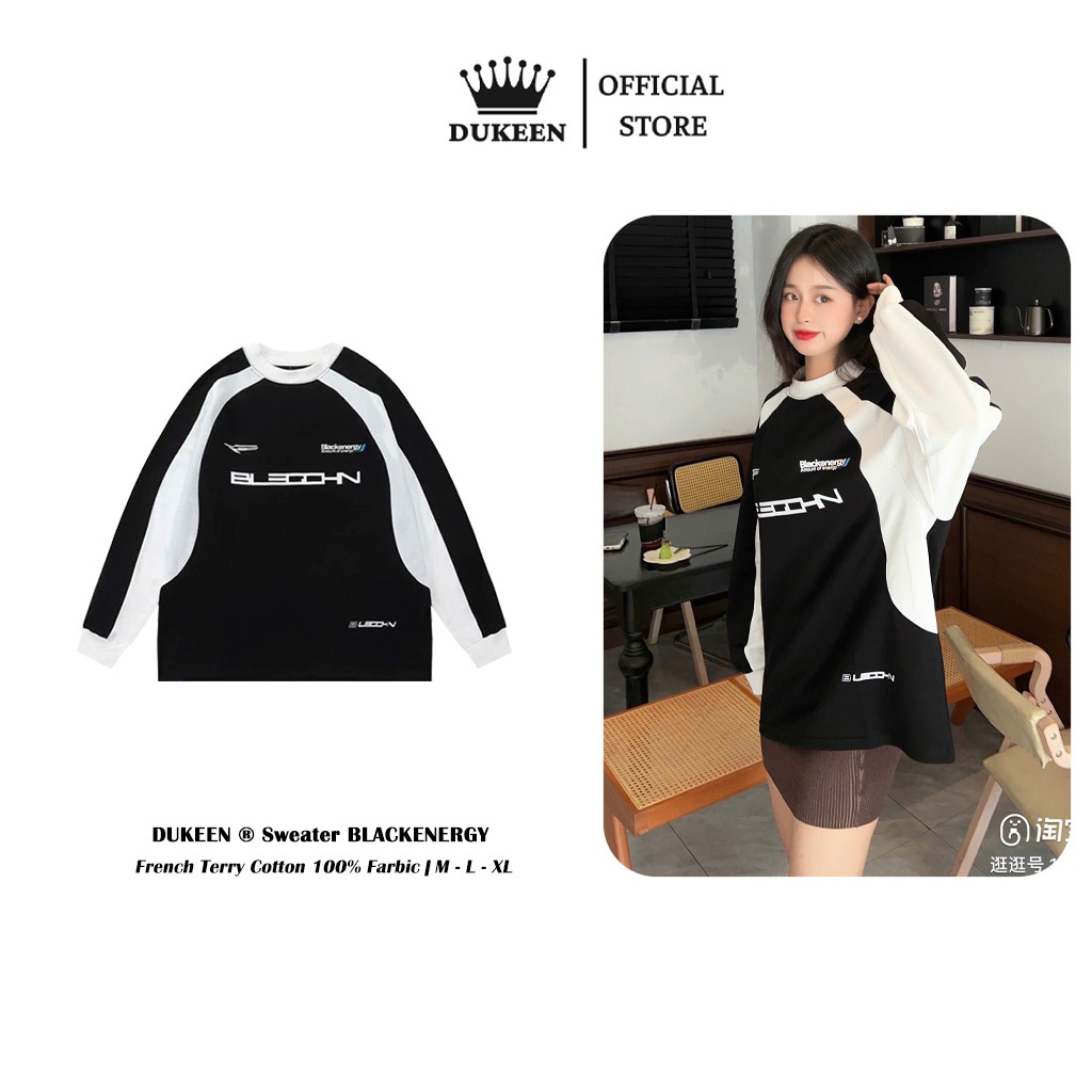 Áo Sweater Dukeen Blackenergy Phối Tay Local Brand Form Rộng Nam Nữ AD064