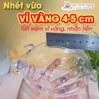 Heo thủy tinh tiết kiệm vàng vỉ sjc 4-5 cm ống heo đựng nhẫn vàng, tiền size 2