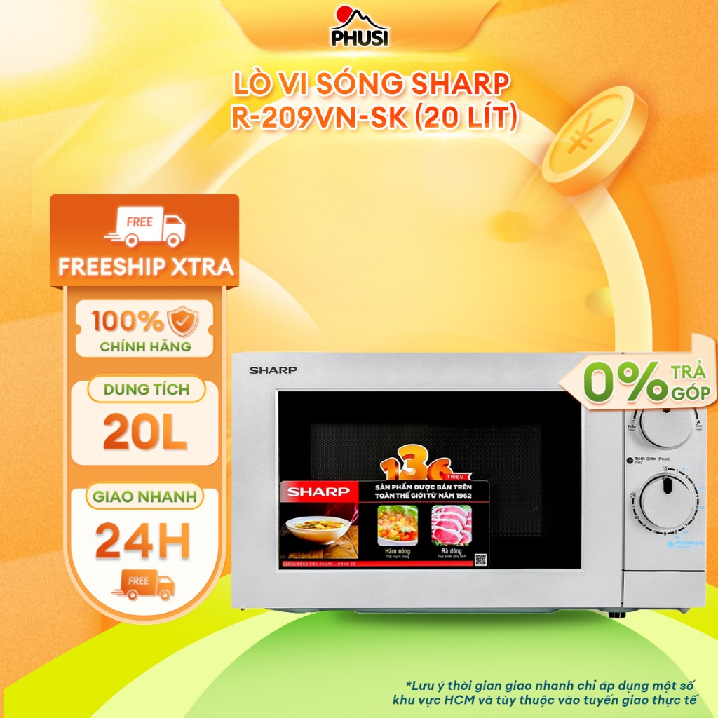 [R-209VN-SK] Lò Vi Sóng Sharp R-209VN-SK 20 lít - BH Chính Hãng, Mới 100%