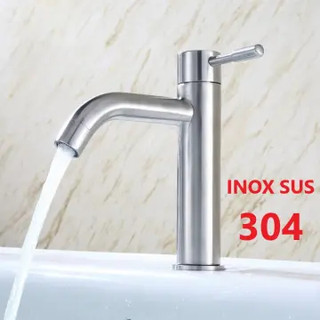 Vòi lavabo vòi rửa mặt lavabo lạnh inox n6000 fotar vòi la điếu lạnh gắn lên mặt chậu rửa mặt