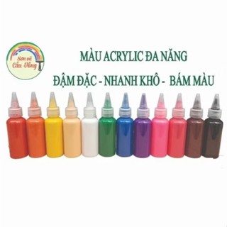 Combo 12 chai màu acrylic 50ml 100ml tặng cọ tặng khay pha màu