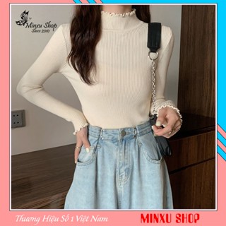  Áo Len Nữ CỔ BÈO 3 Phân Len Dệt Kim Mềm Mịn Co GIÃN Tốt Hàng QC Minxu Shop CK16 