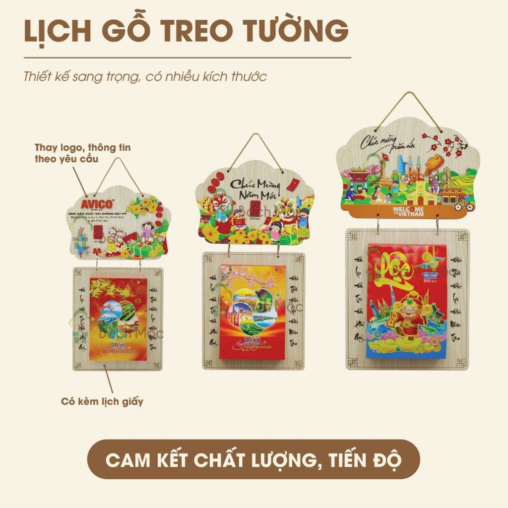 Lịch treo tường - Lịch gỗ handmade - Lịch block năm Ất Tỵ 2025