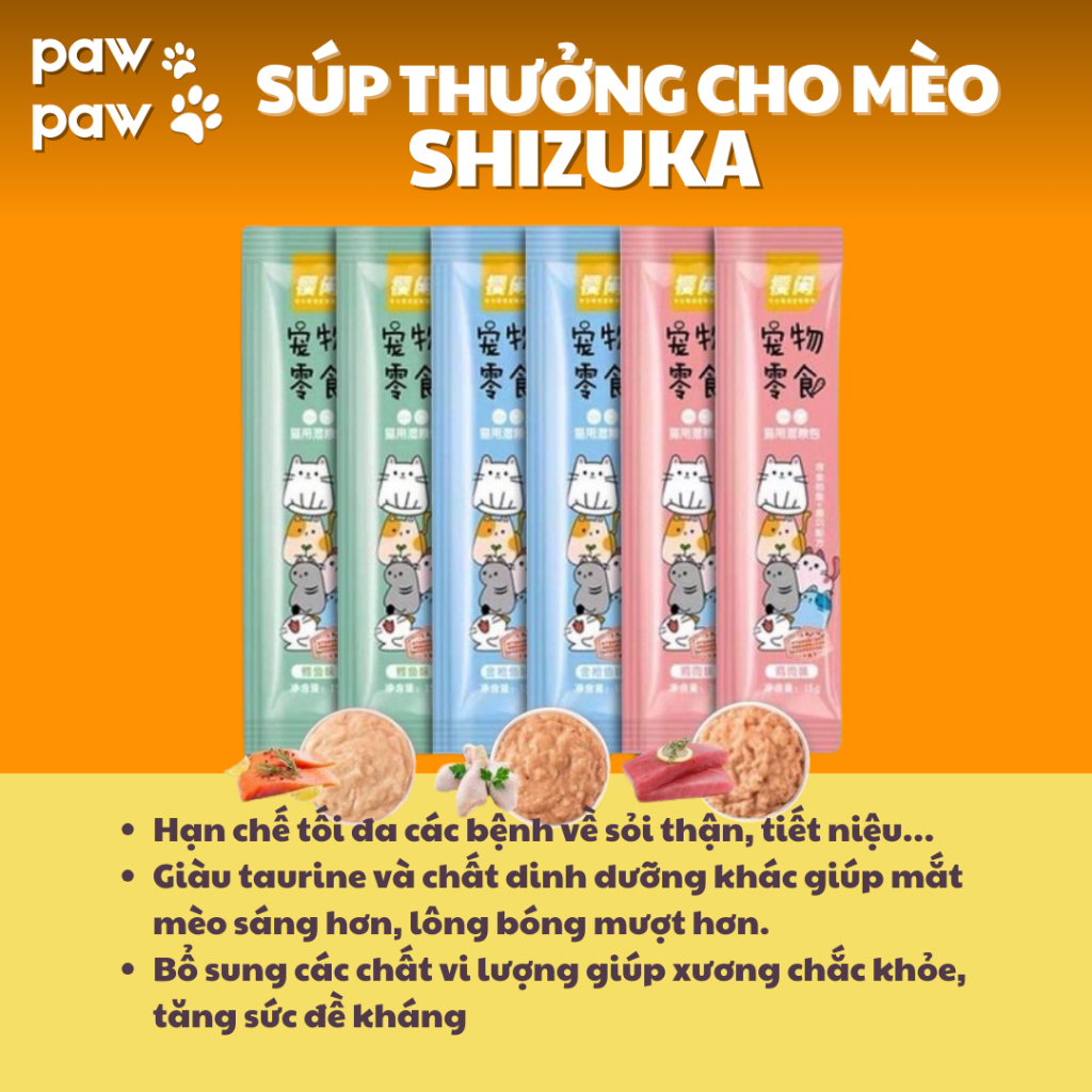Soup, thức ăn cho mèo Shizuka 15g/gói | đồ ăn nhanh cho mèo | pawpawhanoi