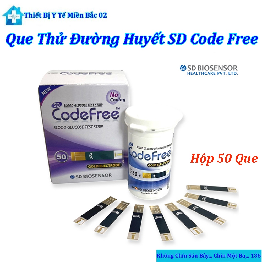 Que Thử Đường Huyết SD Code Free Hộp 50 Que