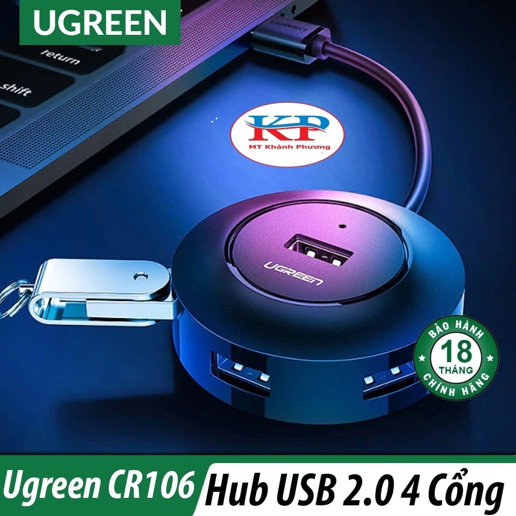 Bộ Chia USB 4 Cổng UGREEN 20277- Hub USB 2.0 - Hàng Chính Hãng