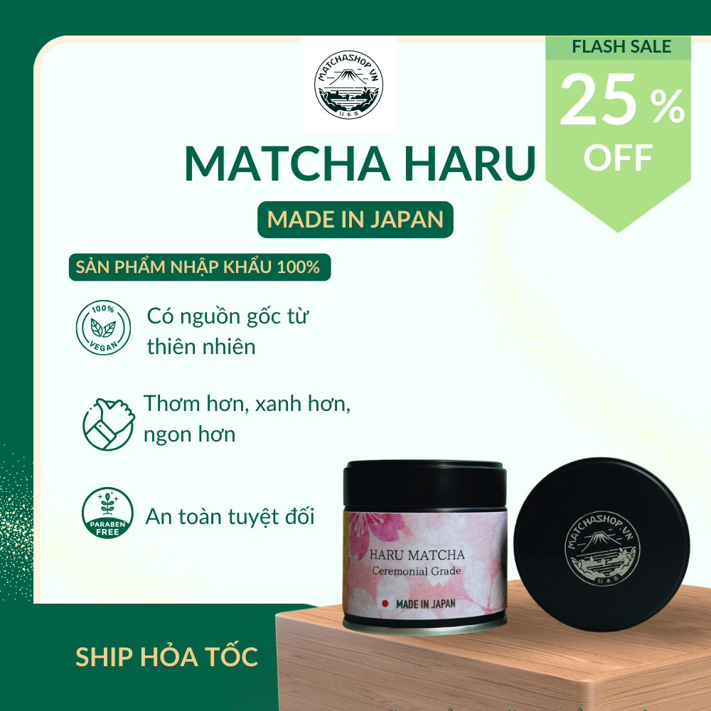 Bột Matcha Haru Phiên Bản Giới Hạn, Hộp 30G Nhập Khẩu Nhật Bản, Dùng Pha Chế, Trà Đạo, Quà Tặng