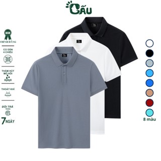 Combo 3 áo polo nam Gấu194 trơn vải cá sấu mè co dãn 4 chiều dày dặn form gerular fit - CBME
