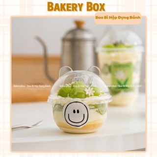 Ly Nhựa 250ml Đựng Bánh Mousse, Tiramisu Kèm Nắp Gấu Hoặc Nắp Cầu (95)