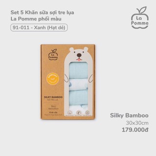 [CHÍNH HÃNG] Set 5 khăn sữa sợi tre lụa mềm mại (30x30) La Pomme