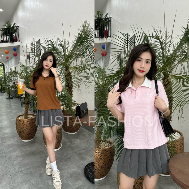 Conbo 2 Áo Thun Nữ Polo Lista Babytee Họa Tiết Thêu Trái Tim Bigsize ( Mã 2 ) | BigBuy360 - bigbuy360.vn