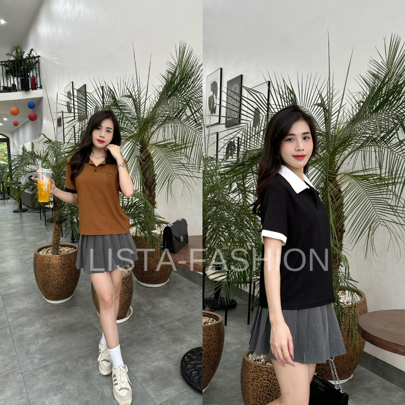 Conbo 2 Áo Thun Nữ Polo Lista Babytee Họa Tiết Thêu Trái Tim Bigsize ( Mã 2 ) | BigBuy360 - bigbuy360.vn