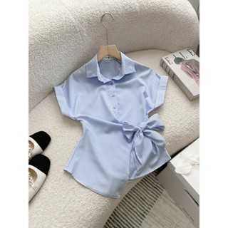 Áo Bigsize Nữ  Mập Bigsize Áo Sơ Mi Bigsize Nữ Sọc Xanh Thiết Kế Vạt Chéo Trẻ Trung Cá Tính Đủ Size 48-85Kg AO0092