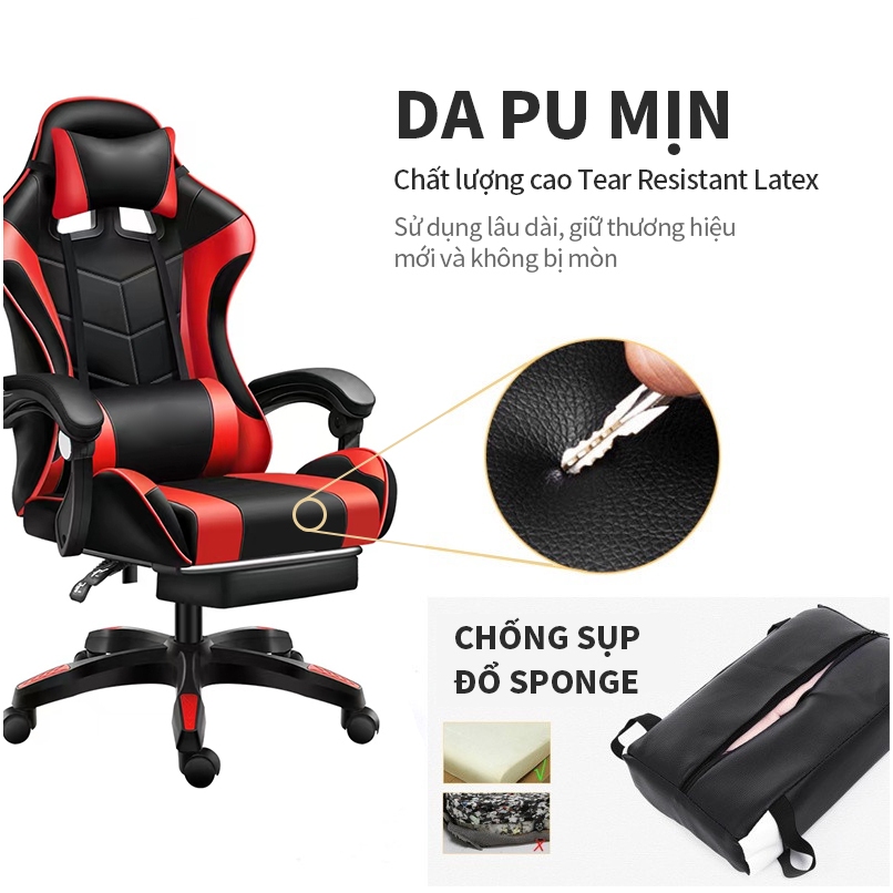 Ghế gaming AIODIY Công thái học bọc nệm mềm Thích hợp làm việc chơi game do điều chỉnh chiều cao và có đế đạp | BigBuy360 - bigbuy360.vn