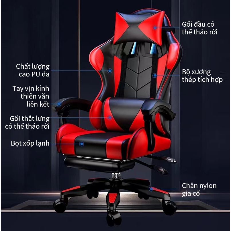 Ghế gaming AIODIY Công thái học bọc nệm mềm Thích hợp làm việc chơi game do điều chỉnh chiều cao và có đế đạp | BigBuy360 - bigbuy360.vn