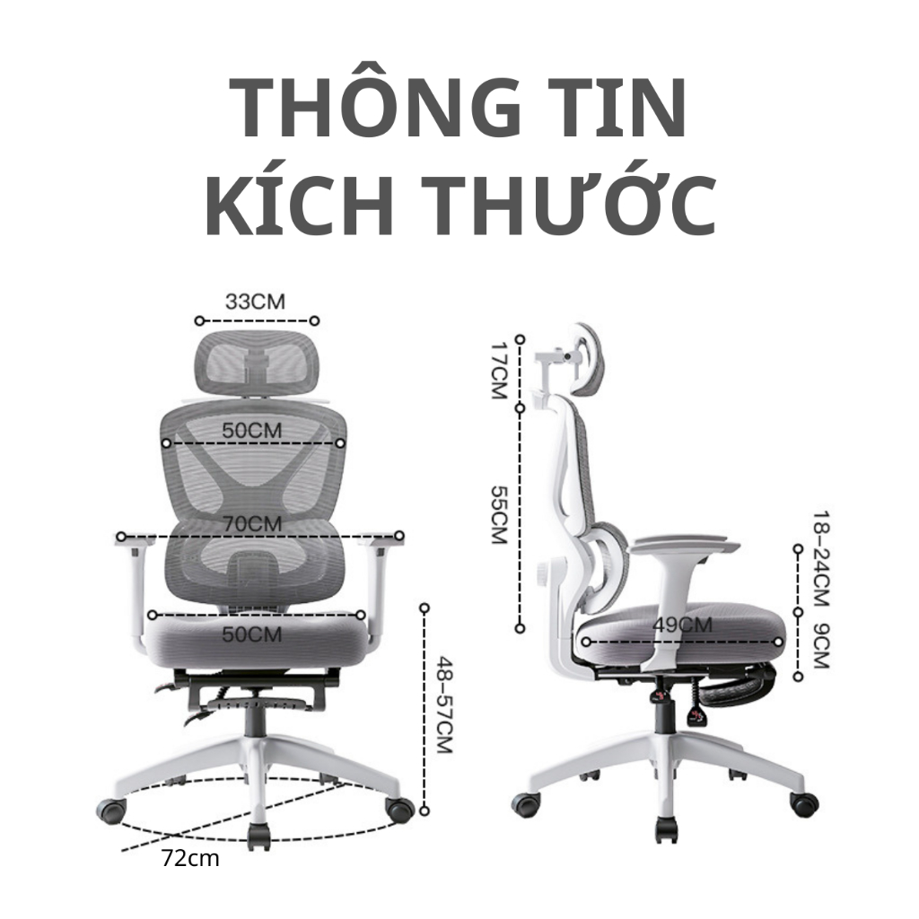 Ghế Xoay Công Thái Học CTH-09, Tựa Lưng Thay Đổi Linh Hoạt, Thiết Kế Bảo Vệ Cột Sống Ngả Lưng 135 Độ Resdani | BigBuy360 - bigbuy360.vn
